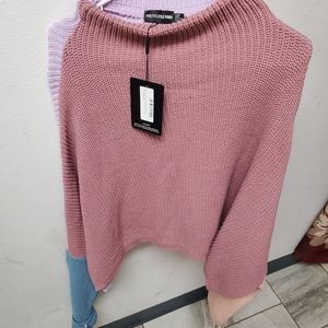 Pink oversized color block sweater